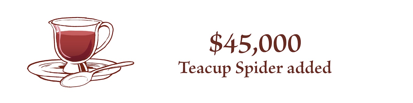 $45,000 Teacup Spider added