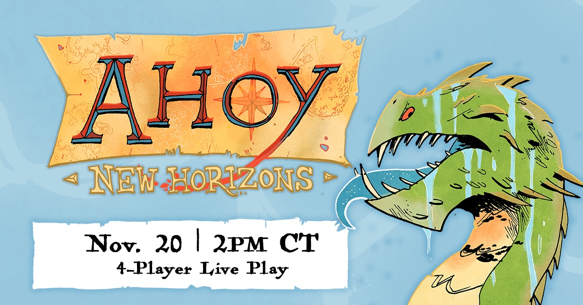 Ahoy New Horizons 4-player live play monday, november 20th at 2 pm ct on Twitch.