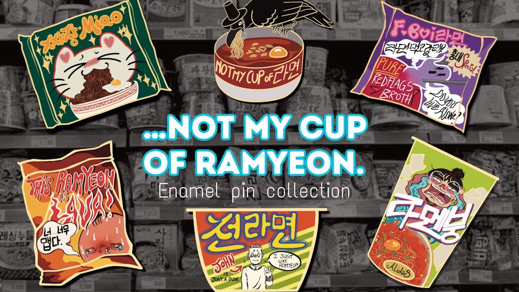 'Not My Cup of Ramyeon' Enamel Pin Set