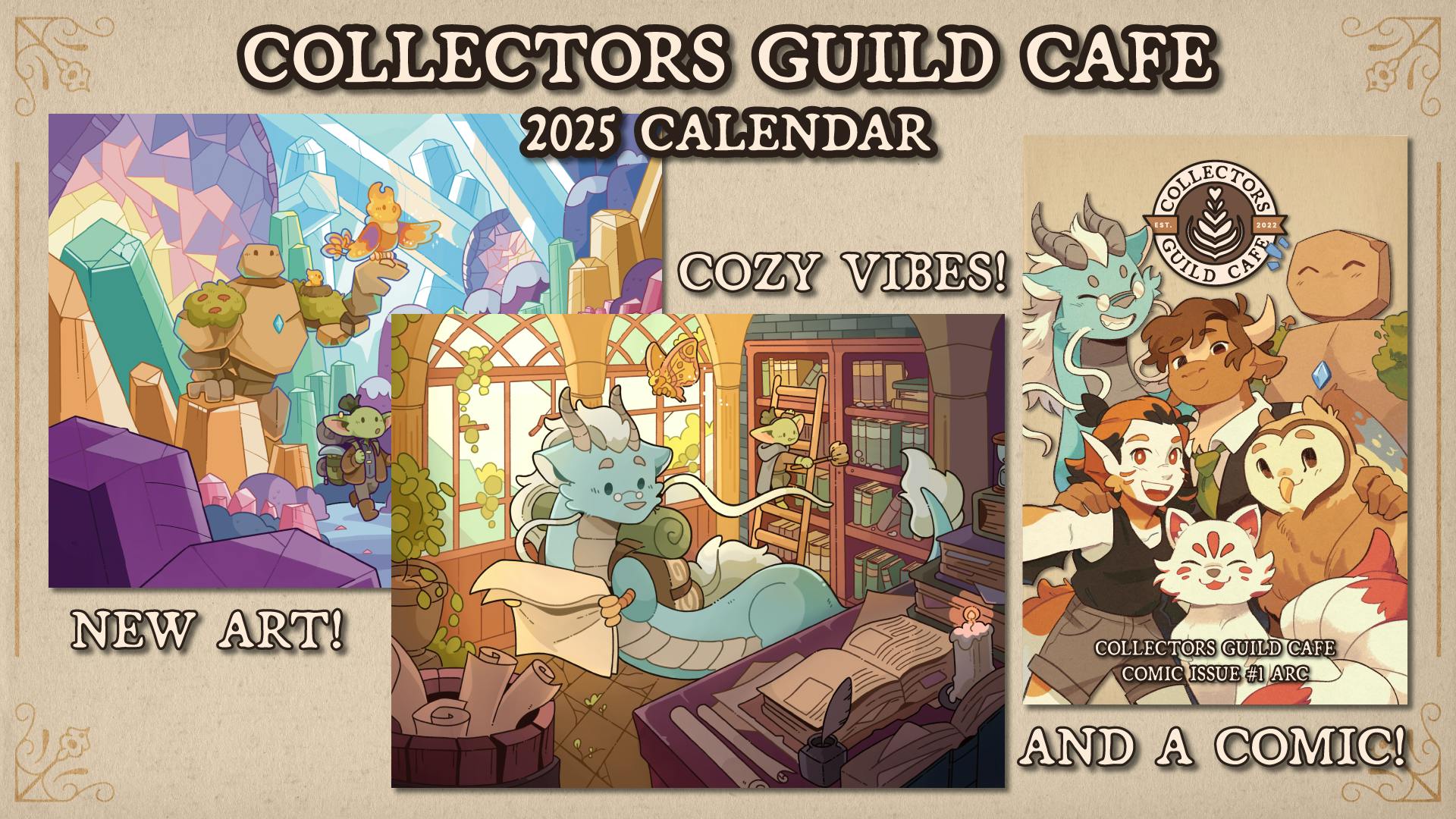 TWO 2025 Cafe Calendars AND Coloring Books CGC Calendar, Coloring
