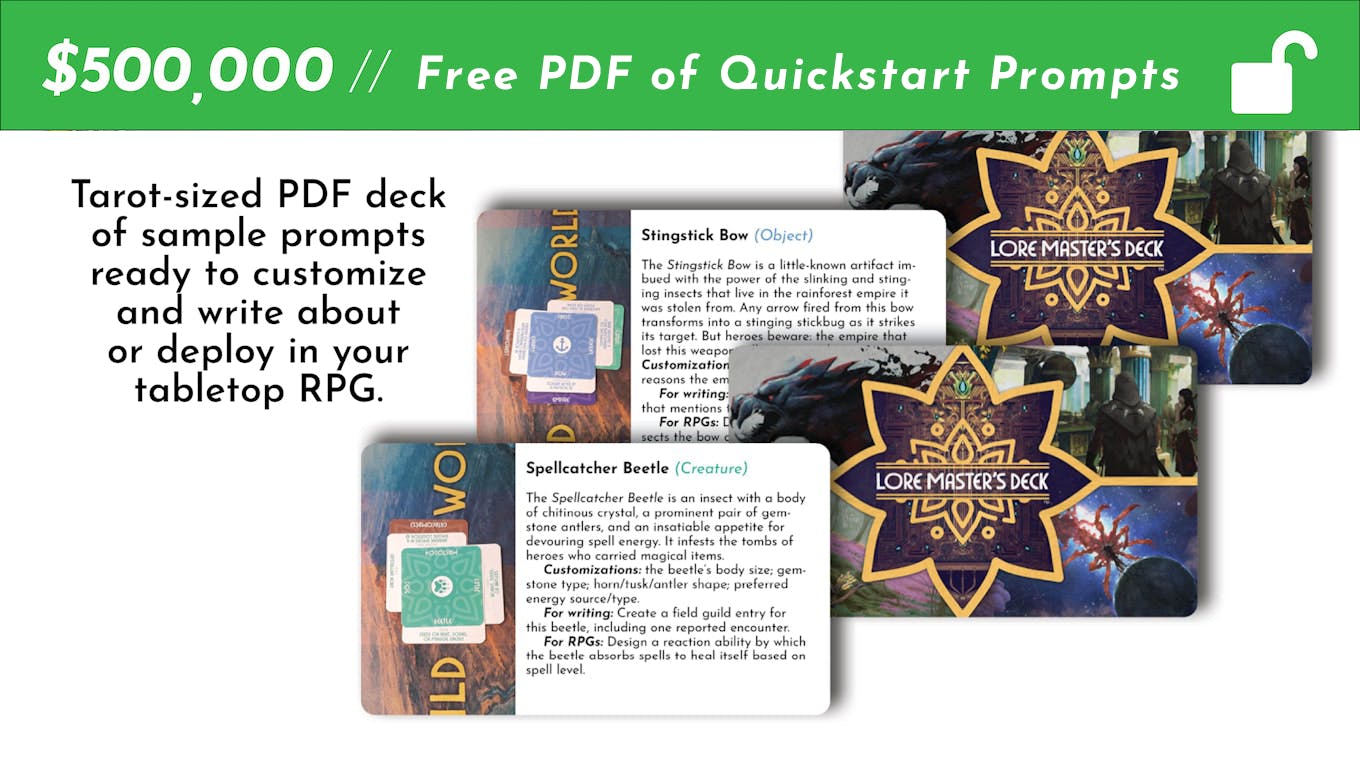 Free PDF Deck of Quickstart Lore Prompts