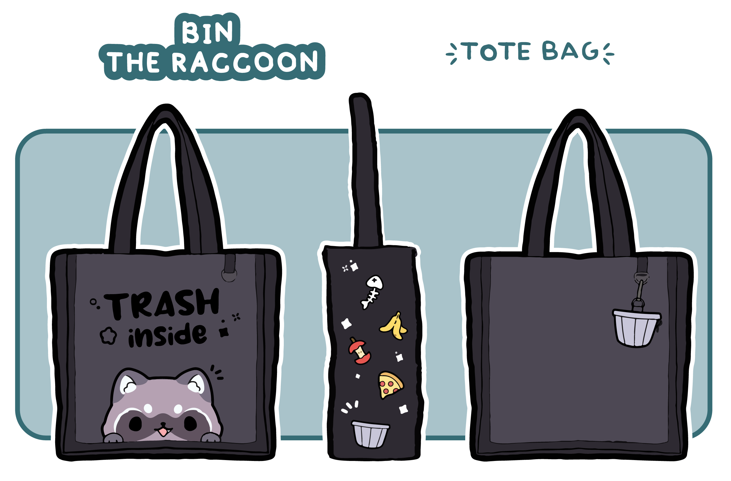 Bin the Raccoon Tote Bag | Dusk Gray