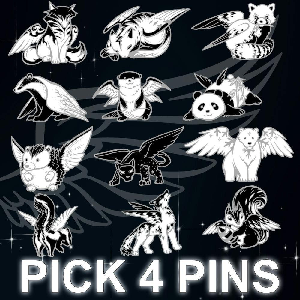 Four (4) B&W Hard Enamel Pins