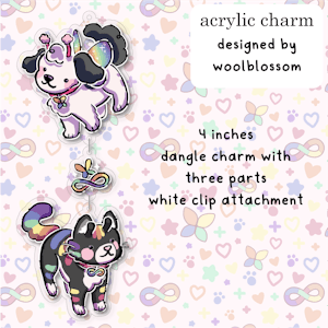 AuDHD dangle acrylic charm designed by Woolblossom!