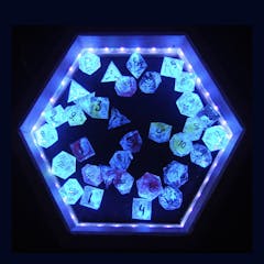 Handmade Hex Dice Tray with UV-LED inlay + dice
