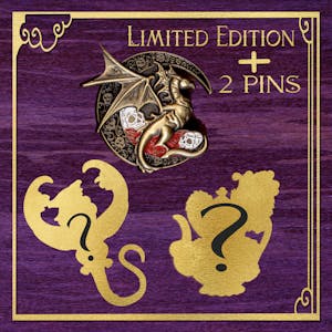 2x Gilded dragon pins + 1 Ltd Ed Moon dragon