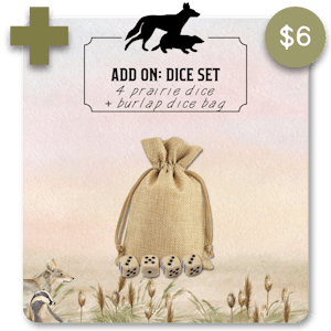 Prairie-Inspired Dice Set (4x travel dice in burlap dice bag)