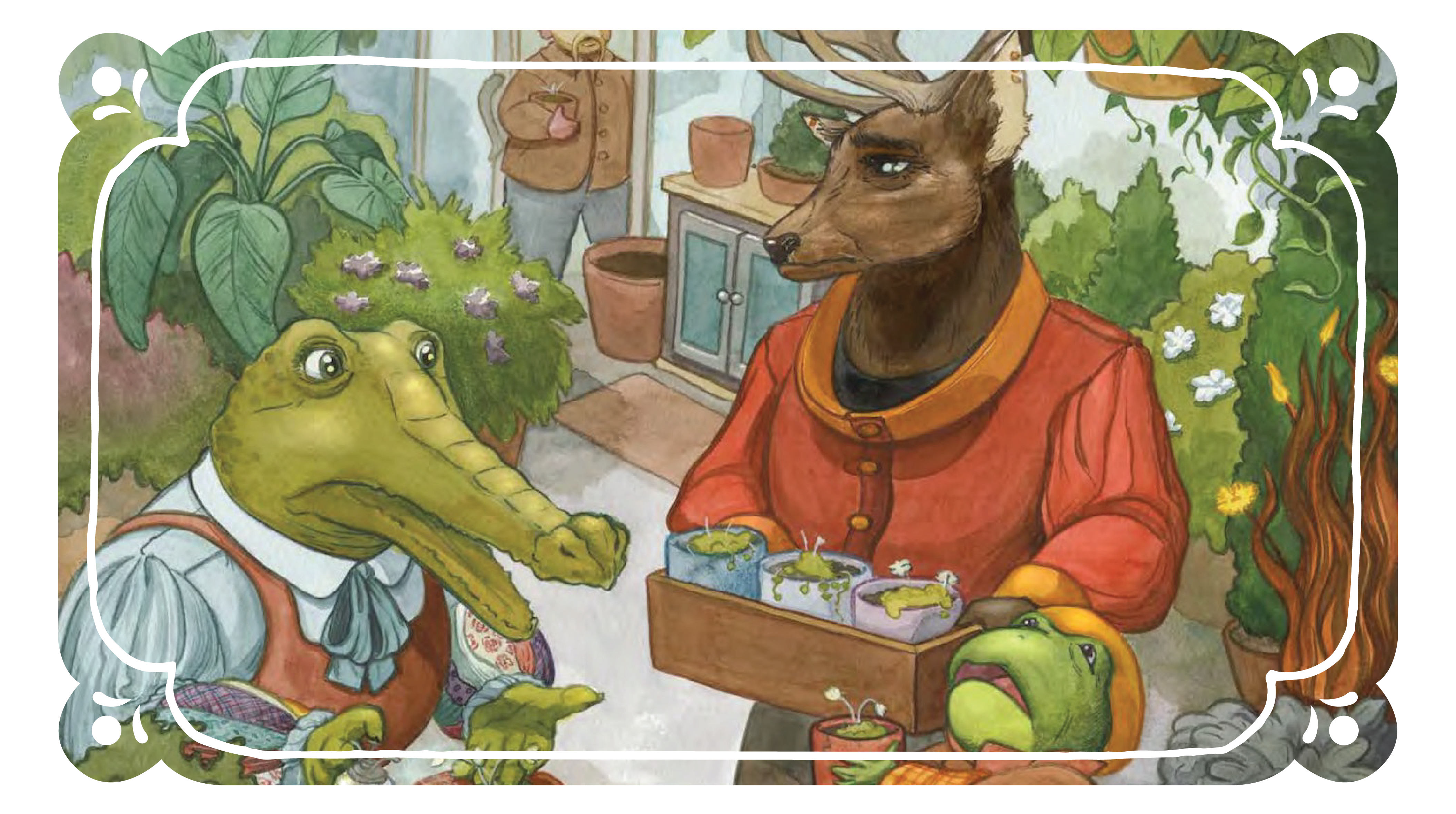 residents of Oakenbend gather in the greenhouse with sick Star's Light plants