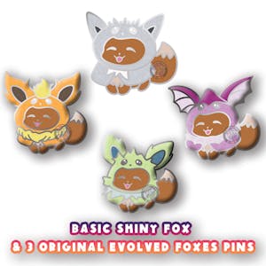 Basic Shiny Fox & 3 Original Evolved Foxes Pin Pack (4 pc)