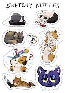 Sketchy Kitty sticker sheet