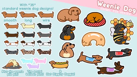 Weenie Dog Enamel Pin Series
