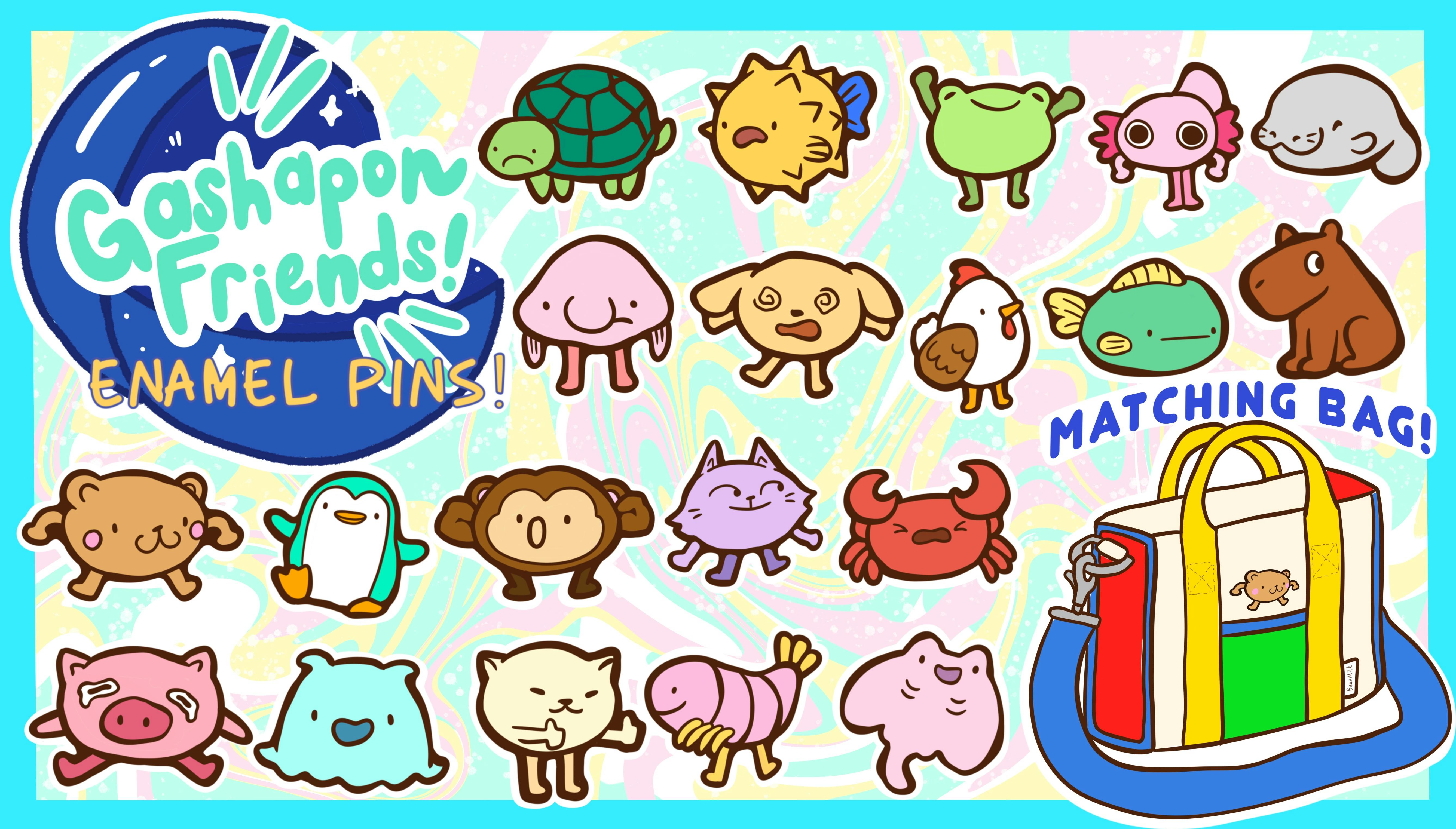 Gashapon Friends Enamel Pins