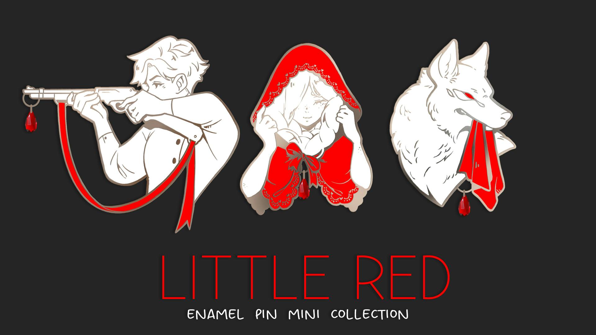 little red - storybook inspired enamel pins