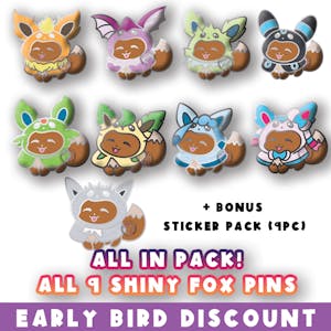 **Early Bird** ALL IN: All Fox Pins and BONUS Sticker Pack (9 pc)
