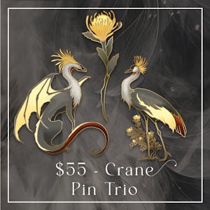 Crested Crane & Protea - Pin Trio