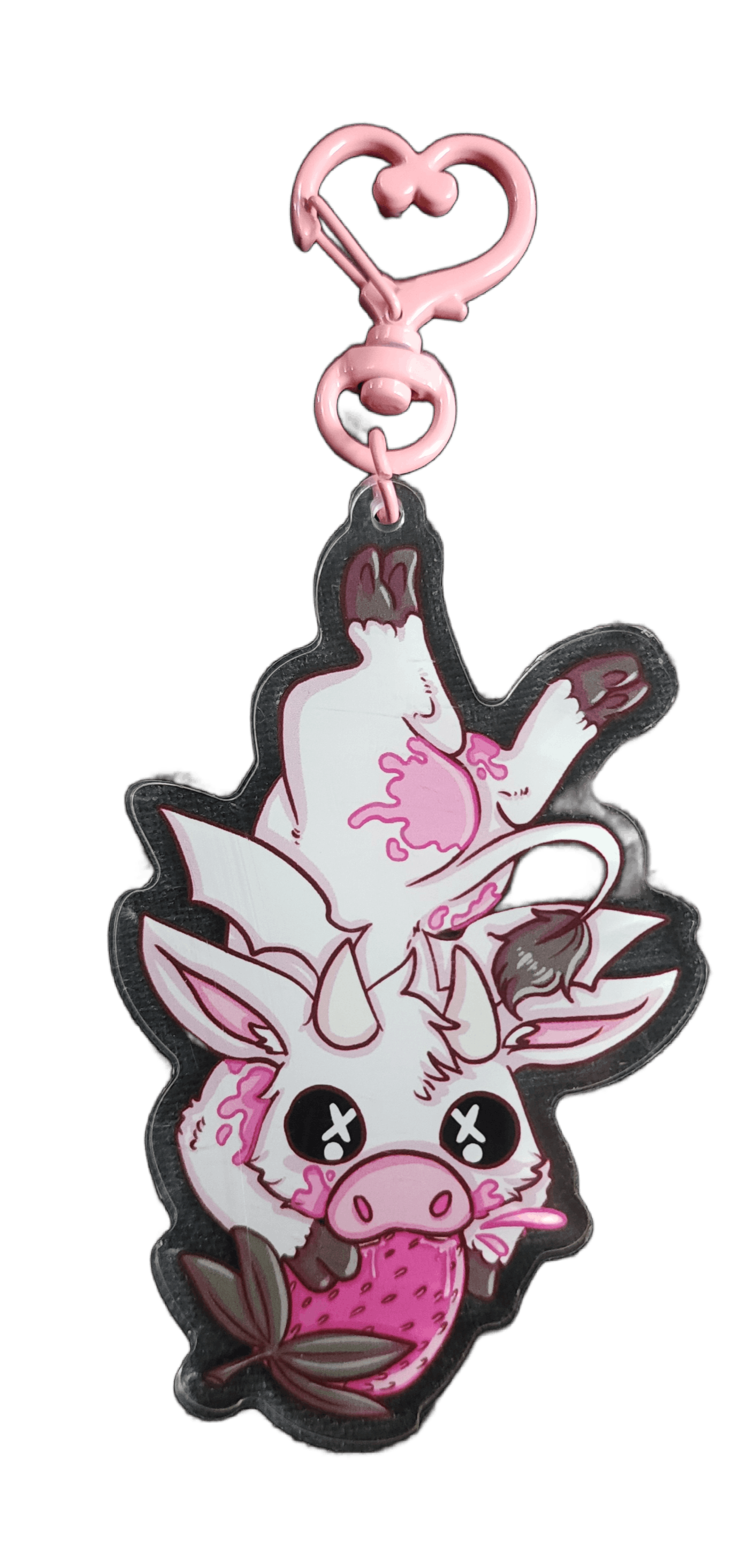 Vampire Strawberry cow keychain