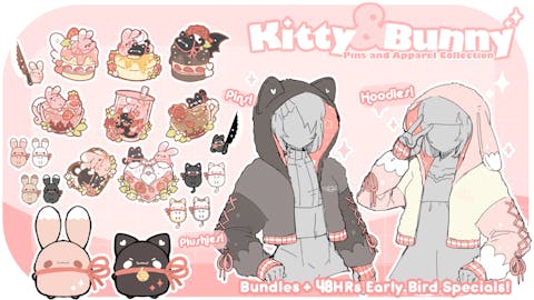 Kitty and Bunny Pins and Apparel Collection