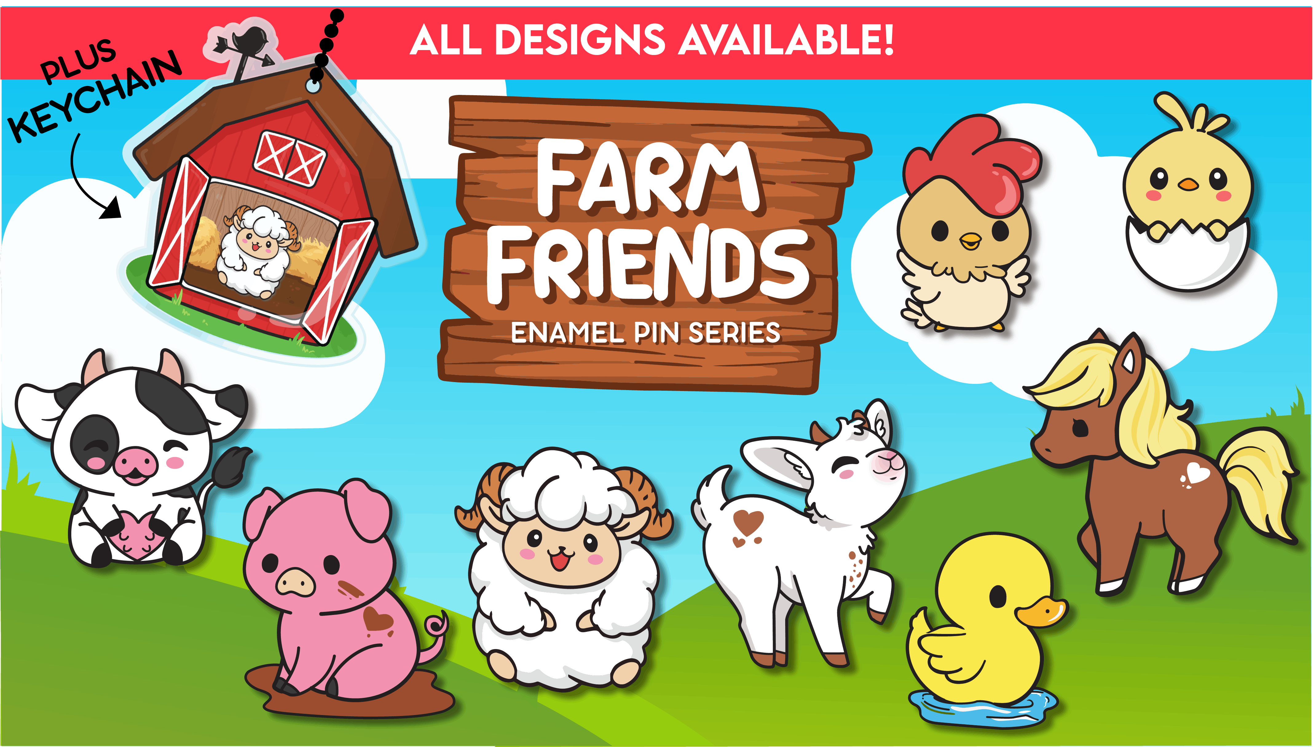 Farm Friends: Enamel Pin Series & Stationery