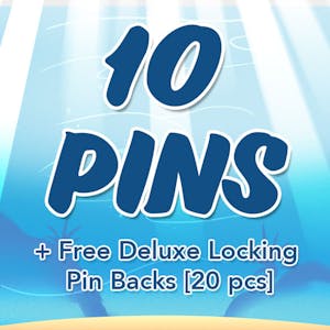 Pin Collector Set: 10 Enamel Pins + Free Deluxe Locking Pin Backs [20 pcs]
