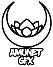 AmuneGFX's Logo: a crescent moon with the points up, a lotus flower sitting in it