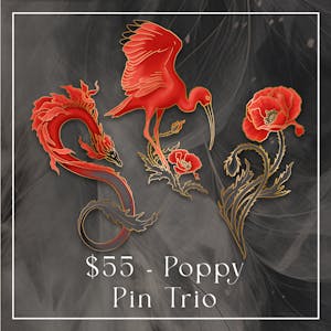Scarlet Ibis & Poppy - Pin Trio