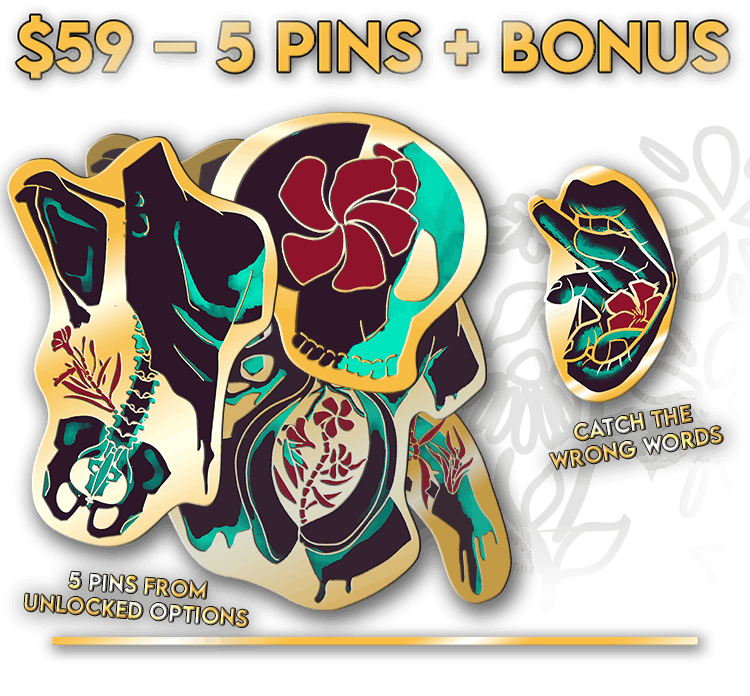 $59 - 5 Pins + Bonus: 5 pins from unlocked options, Catch The Wrong Words
