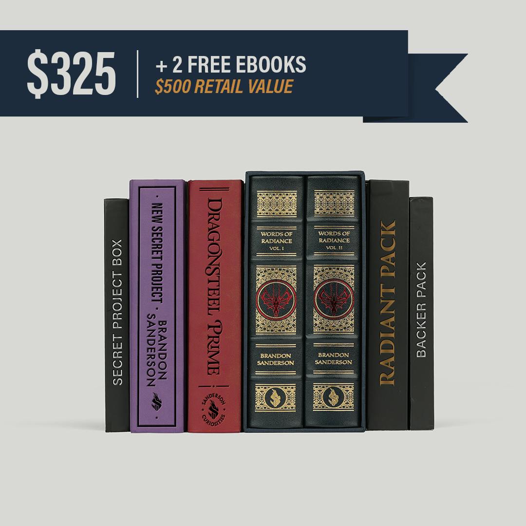 Signed Words of Radiance Leatherbound + 1 Radiant Pack + 1 Backer Pack + Books