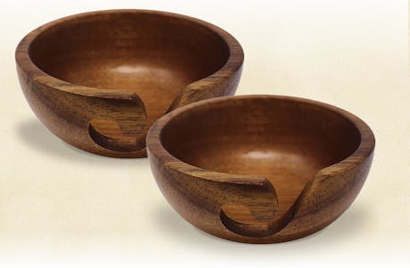 DELUXE UPGRADE: Wooden Yarn Bowls 2-Pack