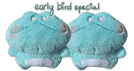 Early Bird Special- 2x Pastel Fluffy Froggy Plush