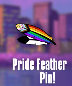 The Indiginerds Pride Feather Pin!