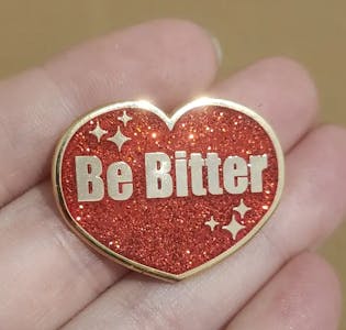 Red Glitter Be Bitter Heart Pin
