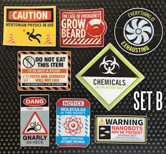 STICKER SET: 8 Other Warning Labels (Set B)