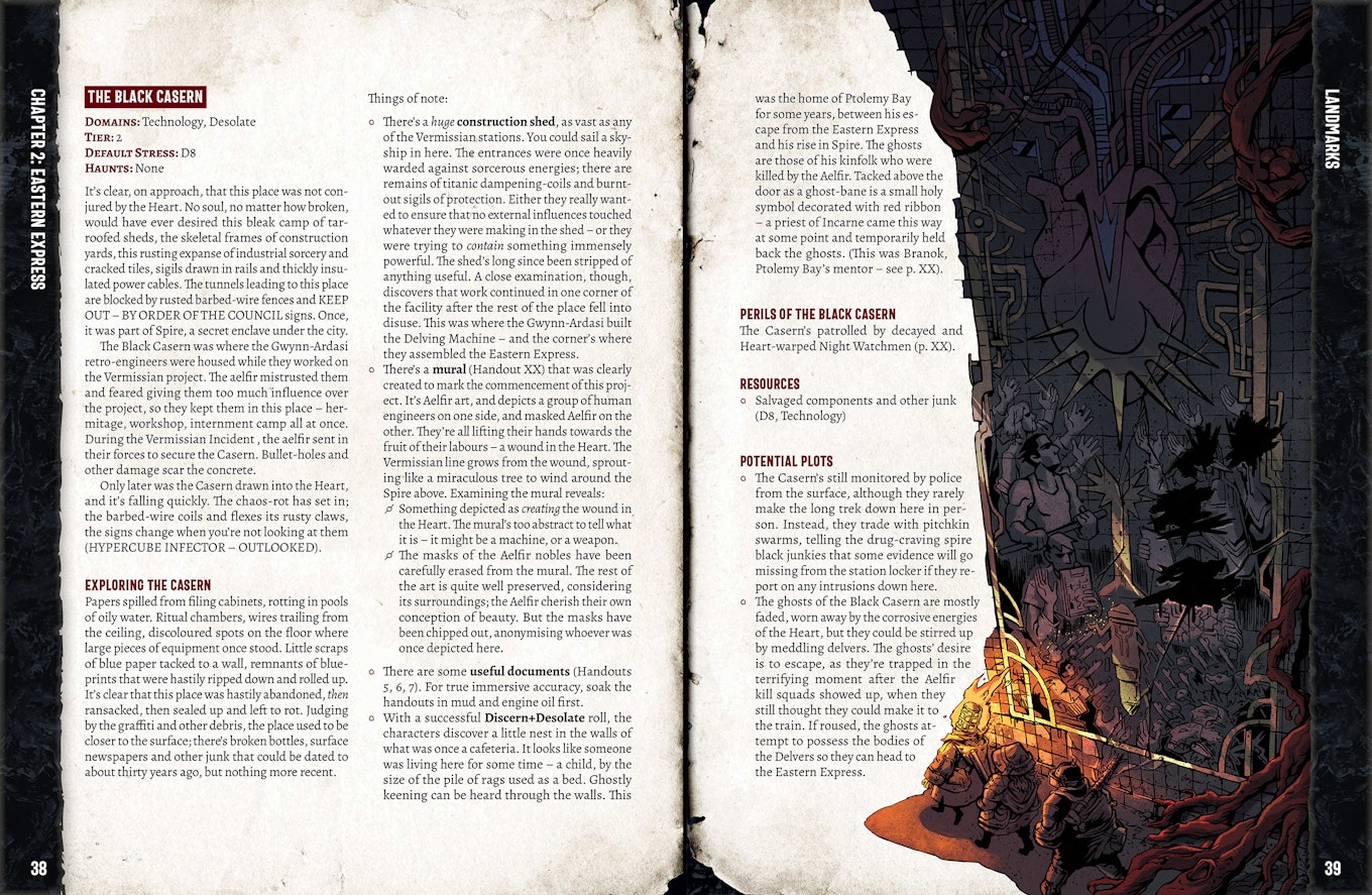 A page layout mockup of the Dagger in the Heart book