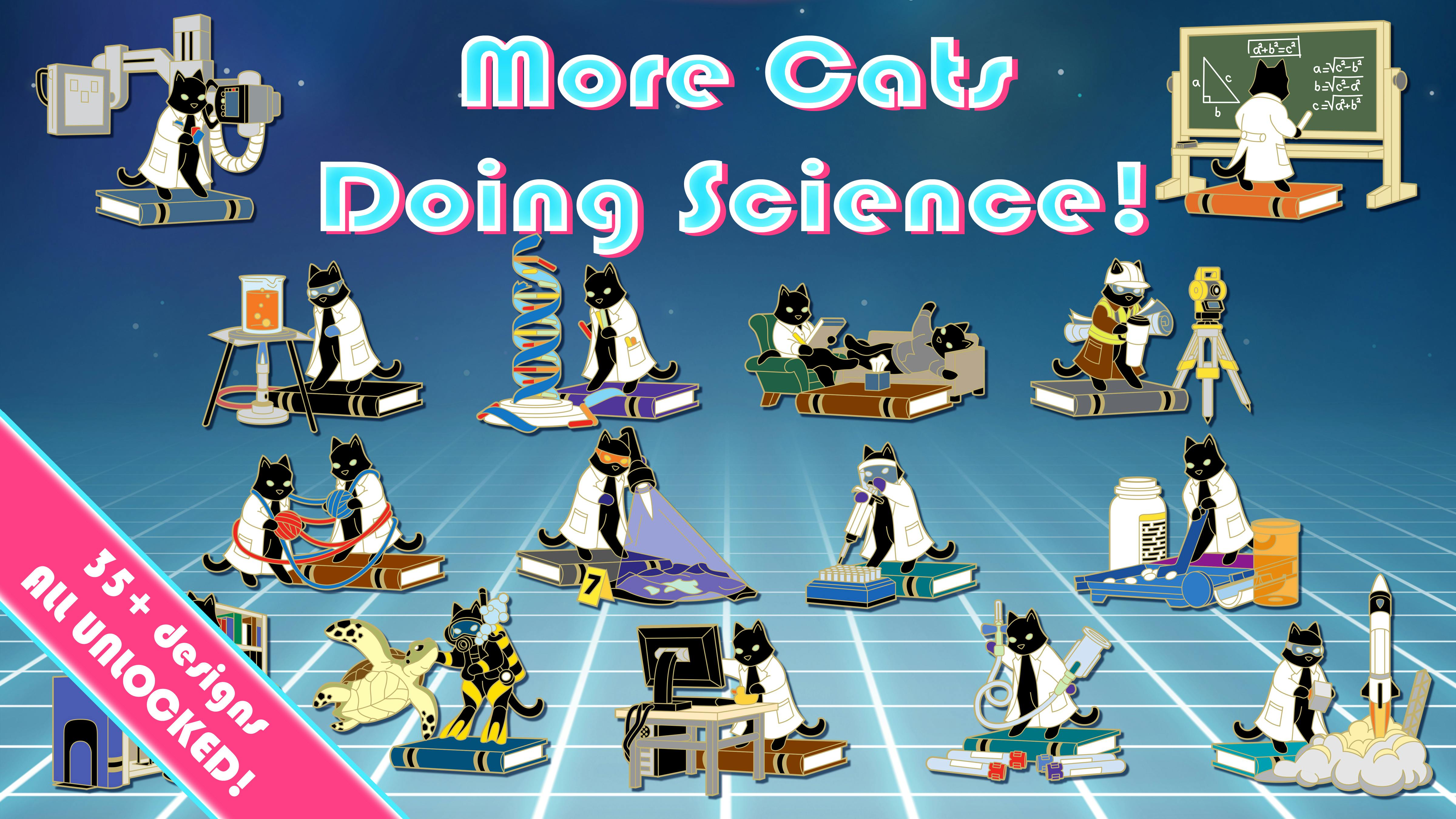 More Cats Doing Science! - Hard Enamel Pins