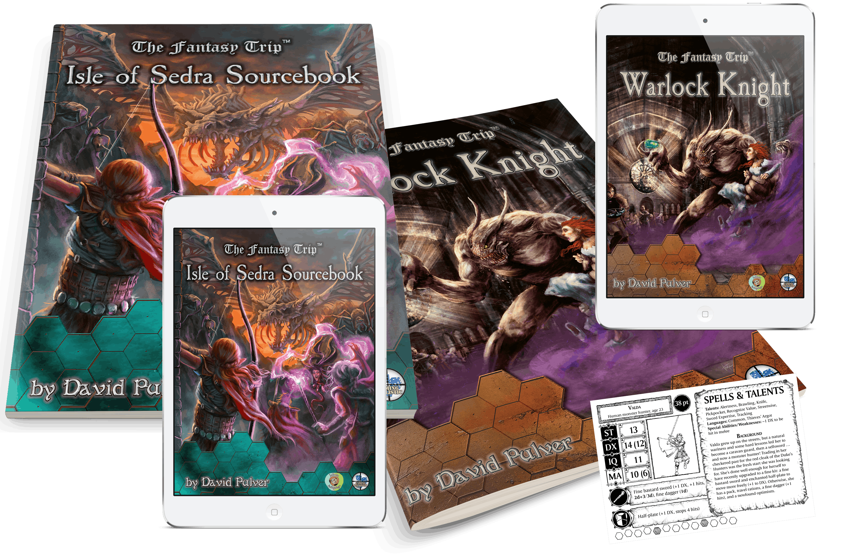 Sedra and Warlock Knight (Books and Cards)