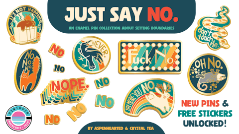 Just Say No: Enamel pins about setting boundaries