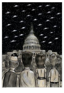 SAUCERS OVER WASHINGTON  13X19 PRINT by Frank Forte
